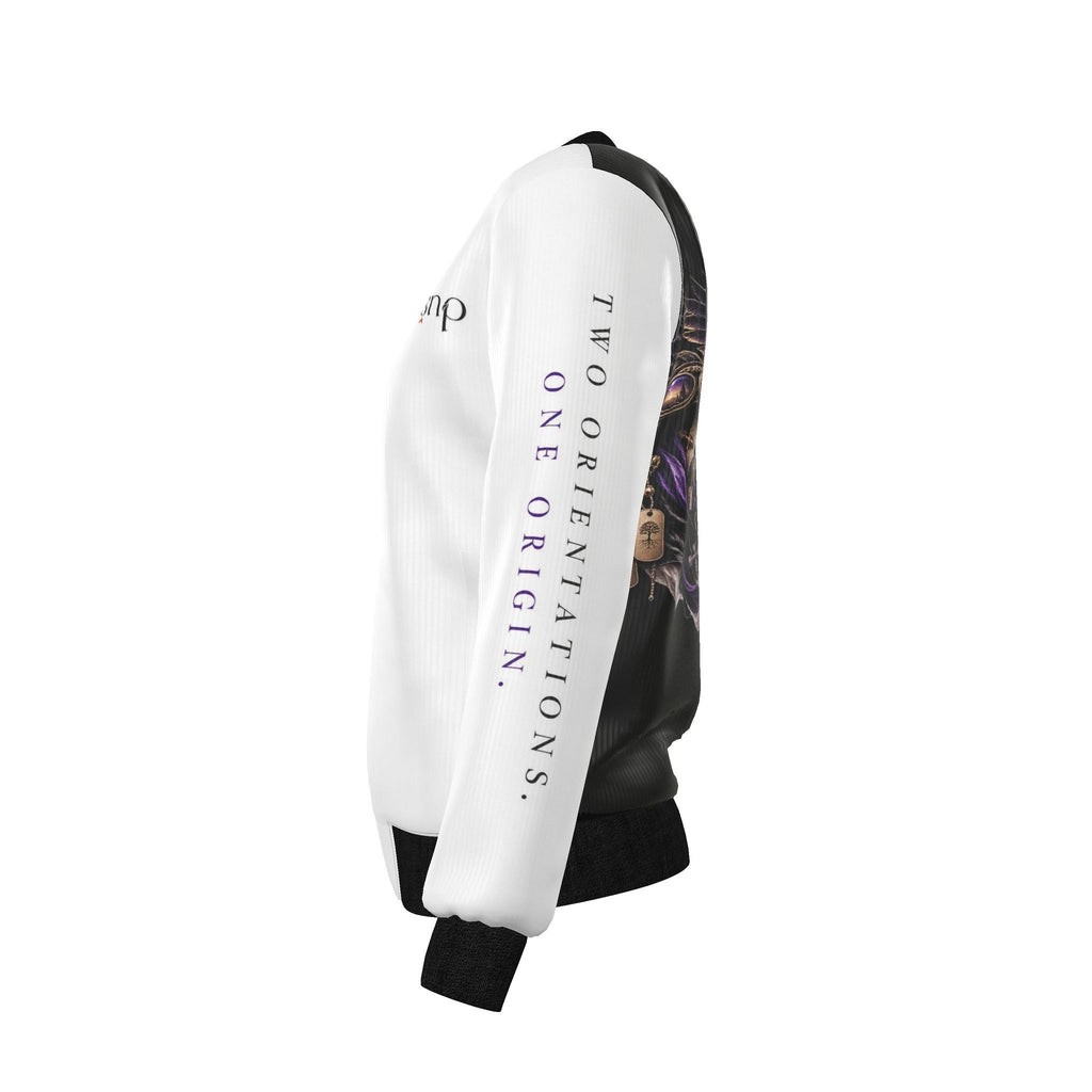 Ivory Absolute “The Flight of Origin” Reversible Silk Bomber Jacket